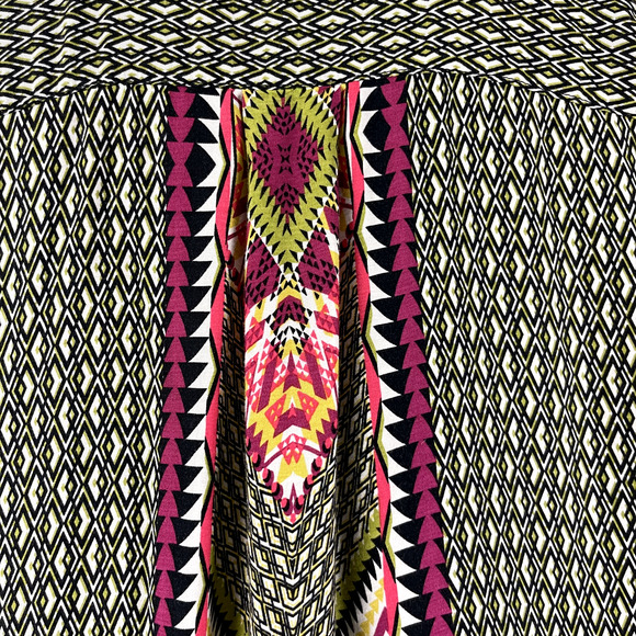 Uncle Frank Tunic Top Womens XS Geometric Button Front Tie Neck Aztec Boho Artsy - Picture 14 of 16